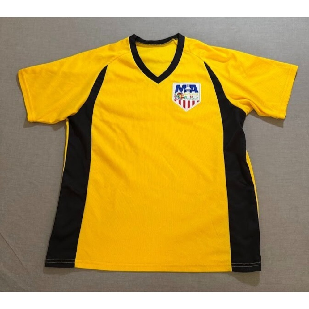 Vintage Gateway To Brazil MIA Soccer Jersey Mens L Yellow Pullover Short Sleeve.